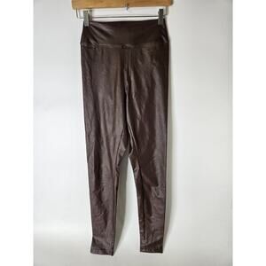 Offline By Aerie Womens Leather Faux Leggings High Rise Active Yoga Brown Size M